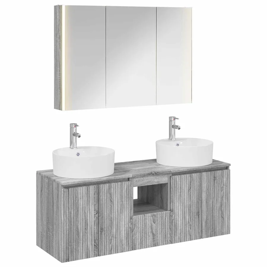 Ensemble d'armoire de salle de bain 4 pcs Sonoma gris - 2