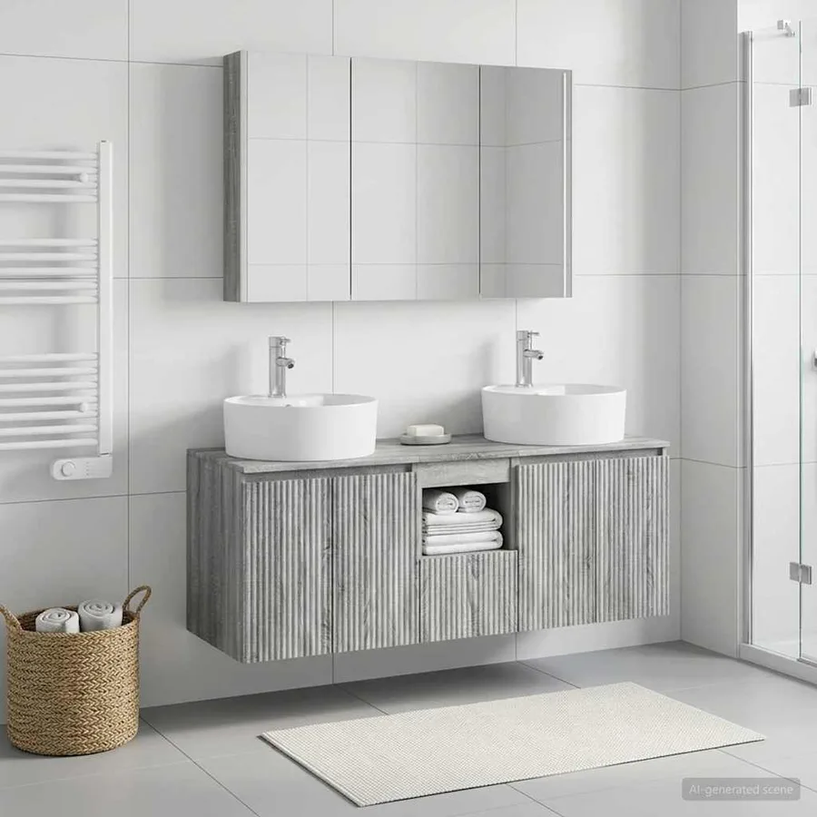 Ensemble d'armoire de salle de bain 4 pcs Sonoma gris - 4