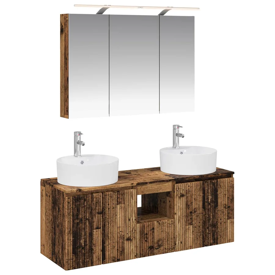 Ensemble d'armoire de salle de bain 4 pcs Bois ancien - 2