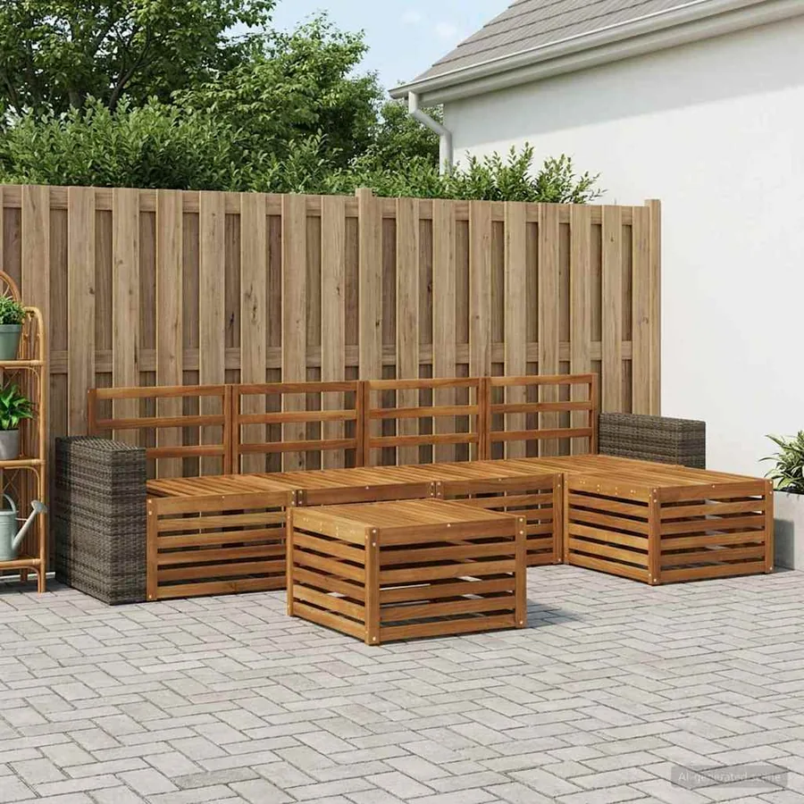 Ensemble de canapés d'extérieur 6 pcs Naturel