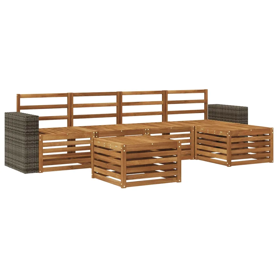 Ensemble de canapés d'extérieur 6 pcs Naturel - 2