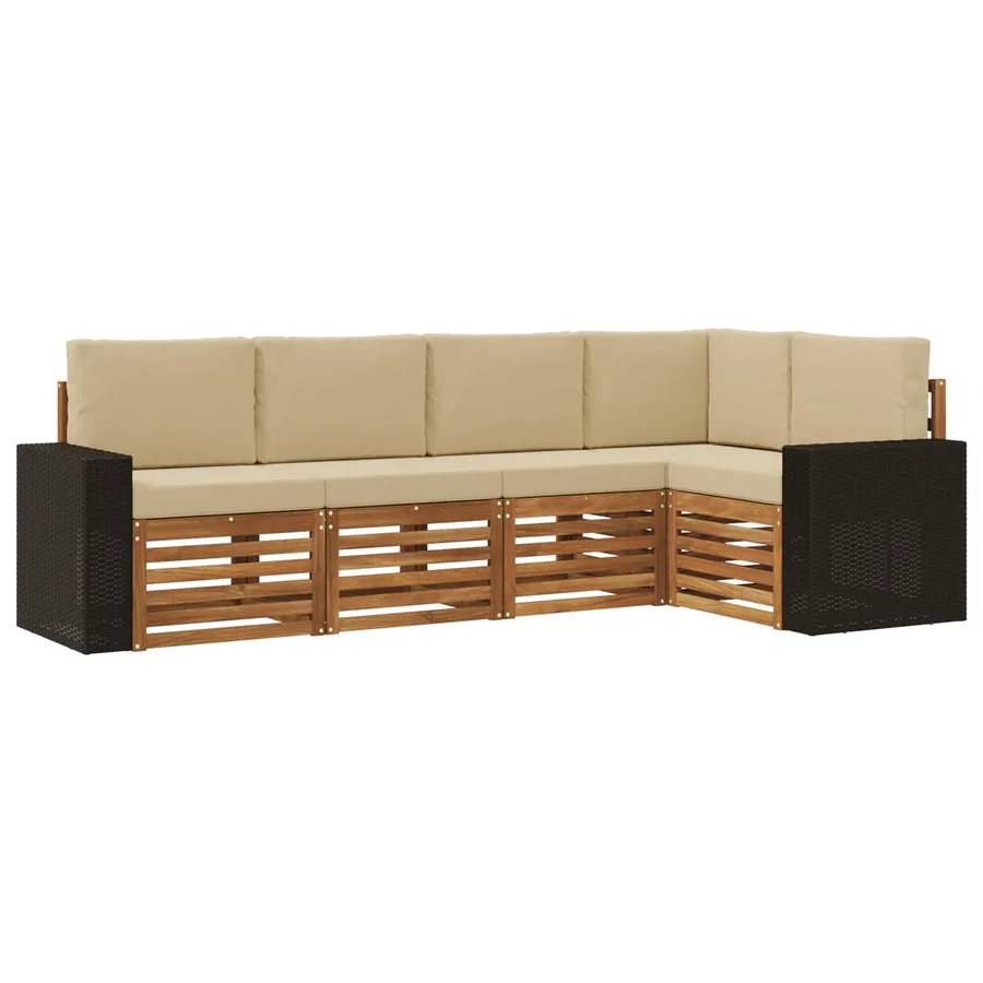 Ensemble de canapé d'angle avec coussin 5 pcs Naturel et Beige - 2