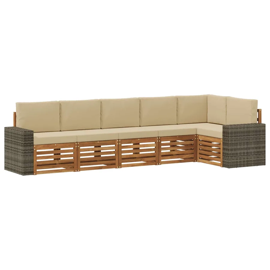 Ensemble de canapé d'angle avec coussin 6 pcs Naturel et Beige - 2