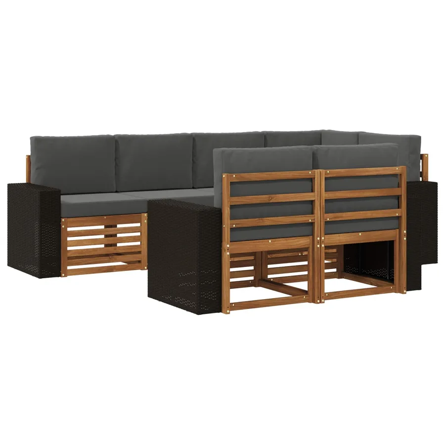 Ensemble de canapé d'angle 7 pcs Naturel et Anthracite - 2