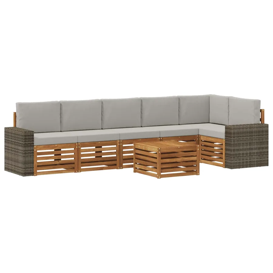 Ensemble de canapé d'angle 7 pcs Naturel et gris clair - 2