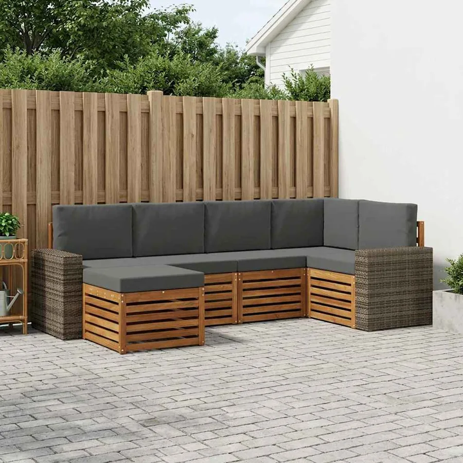 Ensemble de canapé d'angle 6 pcs Naturel et Anthracite