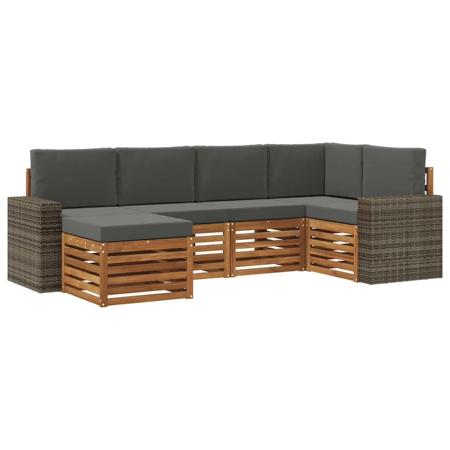 Ensemble de canapé d'angle 6 pcs Naturel et Anthracite - 2