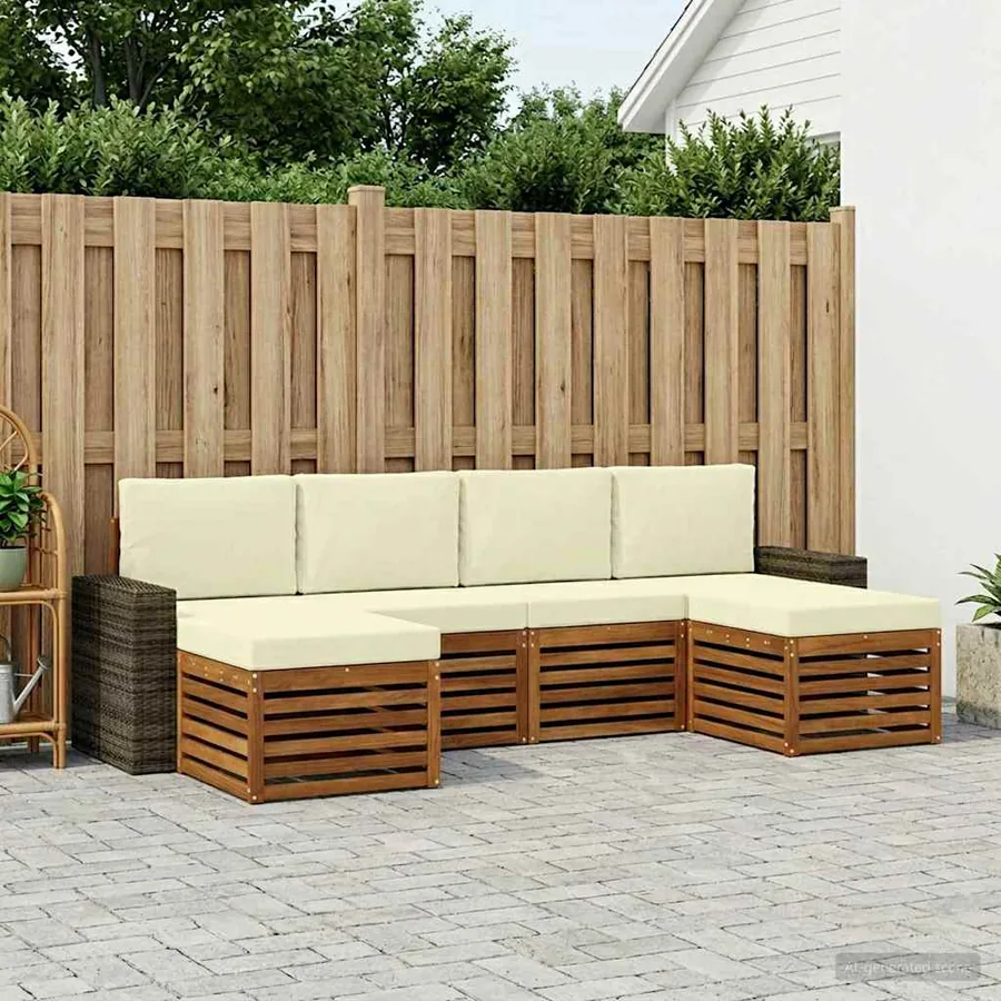 Ensembles de canapés avec coussin 6 pcs Naturel et Crème