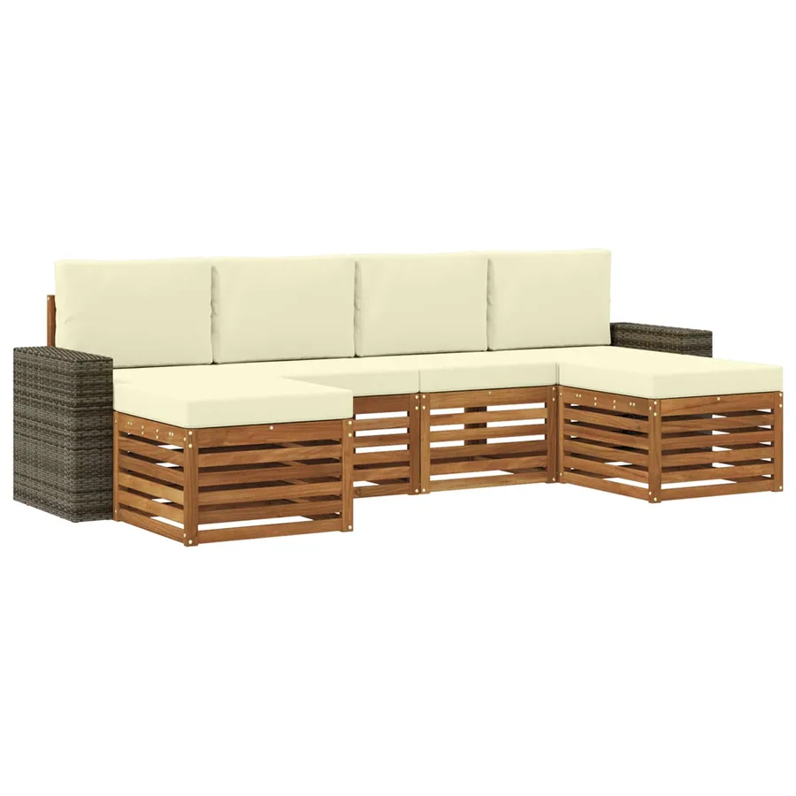 Ensembles de canapés avec coussin 6 pcs Naturel et Crème - 2