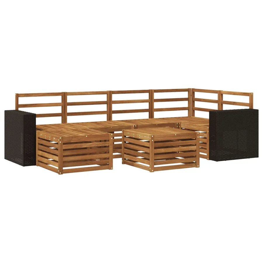 Ensemble de canapé d'angle 7 pcs Naturel Bois d'Acacia Massif - 2