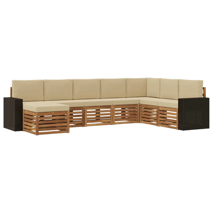 Ensemble de canapés d'extérieur 8 pcs Naturel et Beige - 2