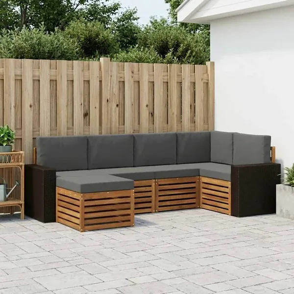 Ensemble de canapé d'angle 6 pcs Naturel et Anthracite