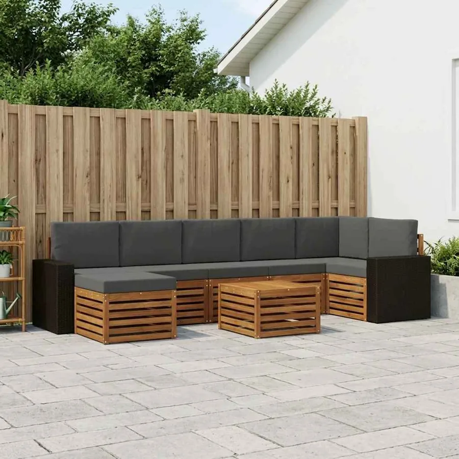 Ensemble de canapés d'extérieur 8 pcs Naturel et Anthracite