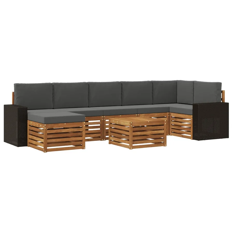 Ensemble de canapés d'extérieur 8 pcs Naturel et Anthracite - 2