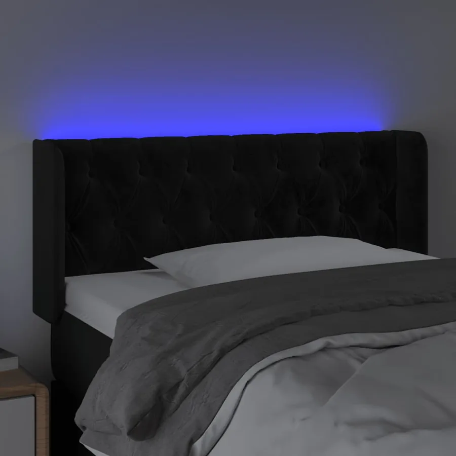 Tête de lit à LED Noir 103x16x78/88 cm Velours - 4