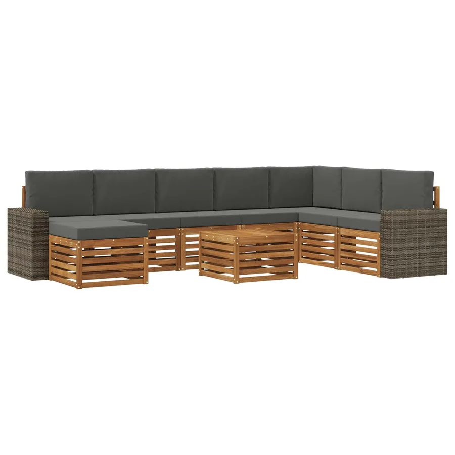 Ensemble de canapés d'extérieur 9 pcs Naturel et Anthracite - 2