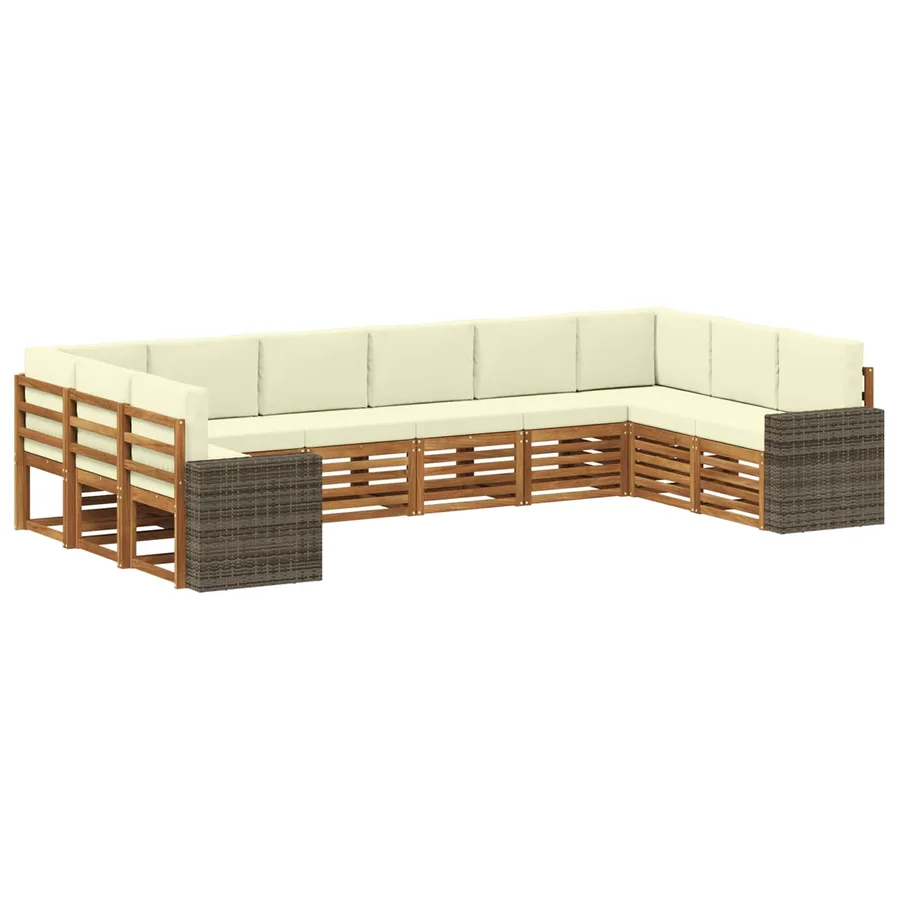 Ensemble de canapés d'extérieur 10 pcs Naturel et Crème - 2