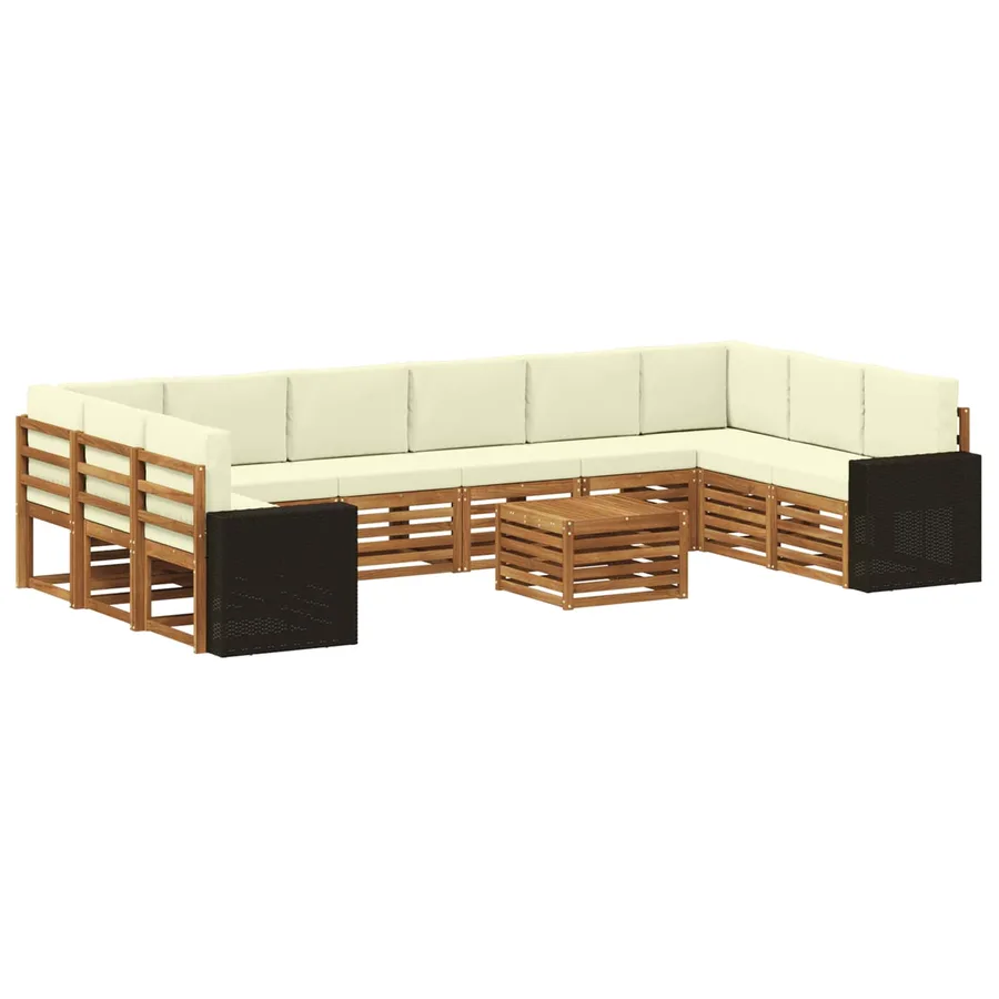 Ensemble de canapés d'extérieur 11 pcs Naturel et Crème - 2