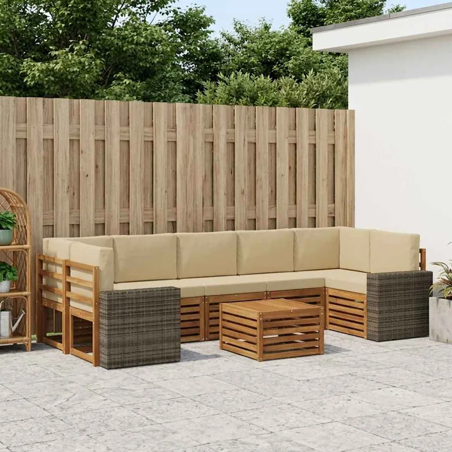 Ensemble de canapés d'extérieur 8 pcs Naturel et Beige