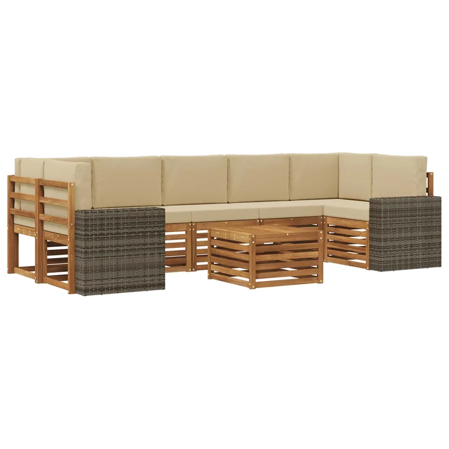 Ensemble de canapés d'extérieur 8 pcs Naturel et Beige - 2
