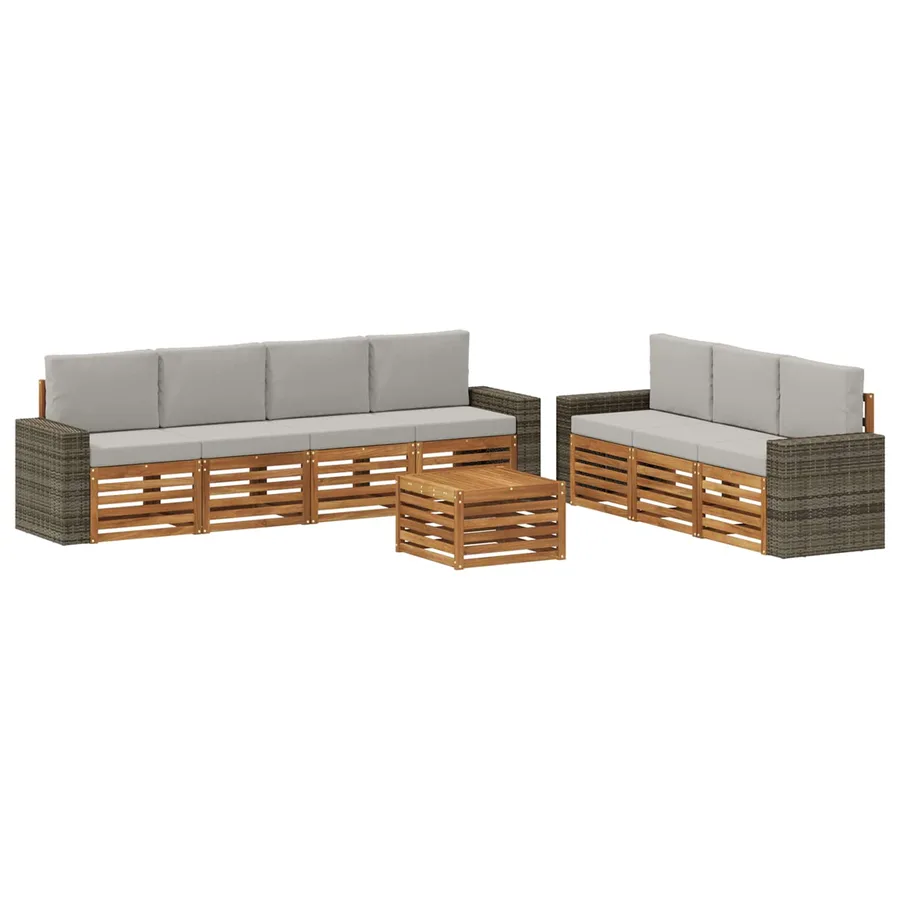 Ensembles de canapés avec coussin 8 pcs Bois d'Acacia Massif - 2