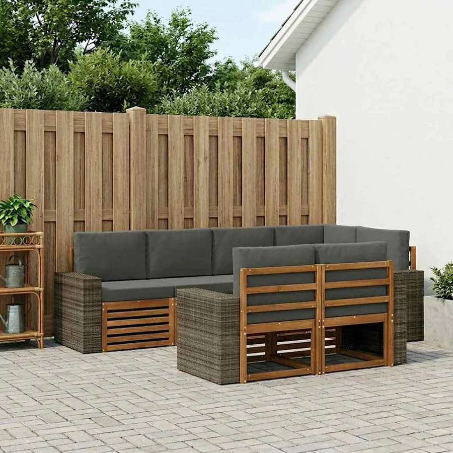 Ensemble de canapé d'angle 7 pcs Naturel et Anthracite