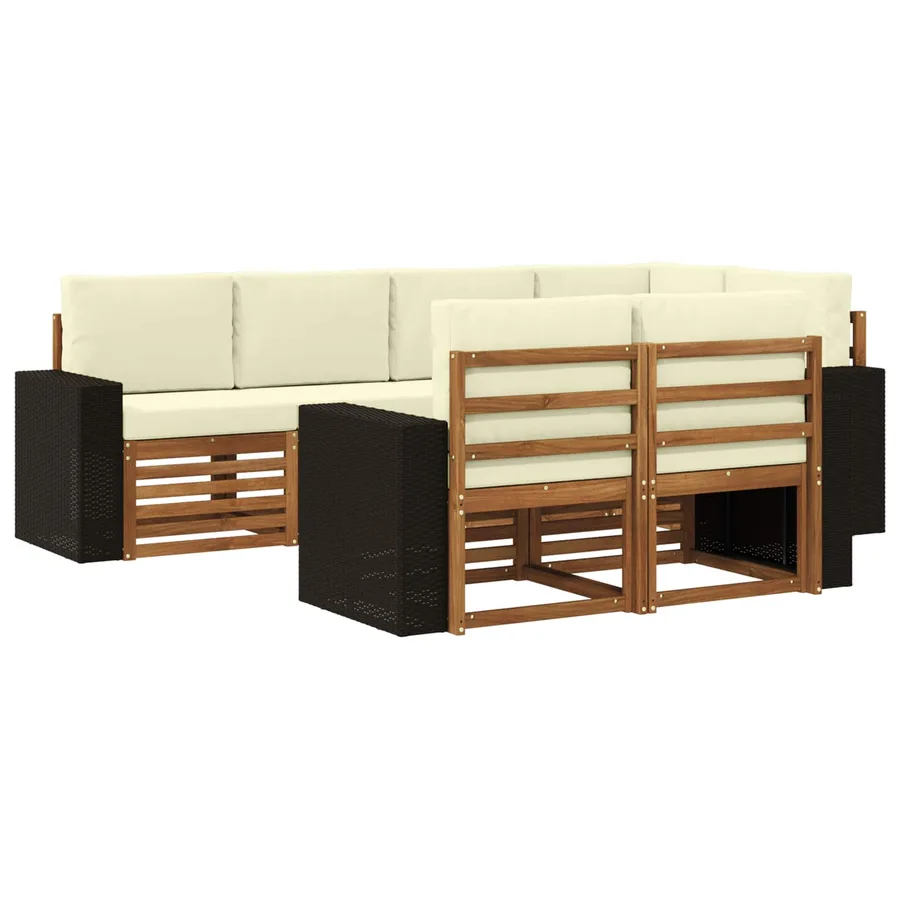 Ensemble de canapé d'angle avec coussin 7 pcs Naturel et Crème - 2