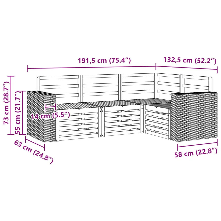 Ensembles de canapés 4 pcs Bois d'Acacia Massif - 6