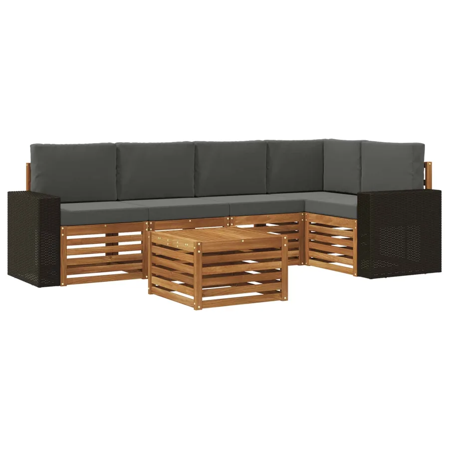 Ensemble de canapé d'angle 6 pcs Naturel et Anthracite - 2