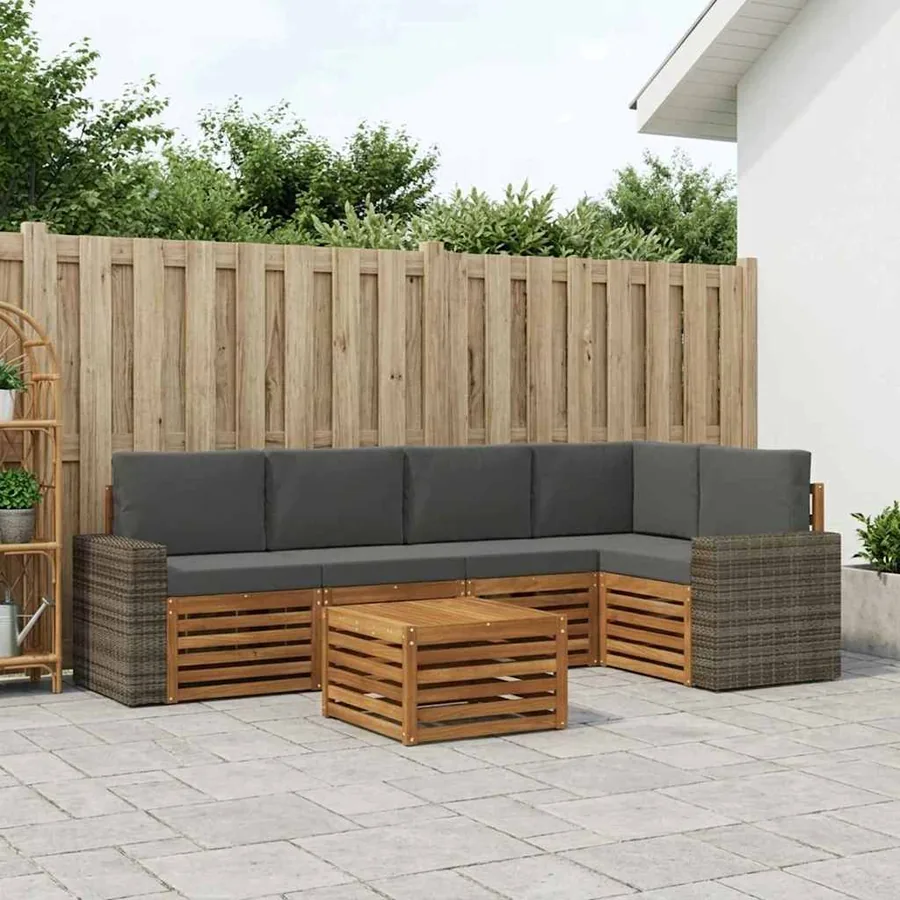 Ensemble de canapé d'angle 6 pcs Naturel et Anthracite