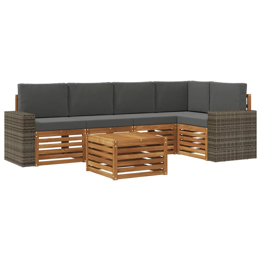 Ensemble de canapé d'angle 6 pcs Naturel et Anthracite - 2