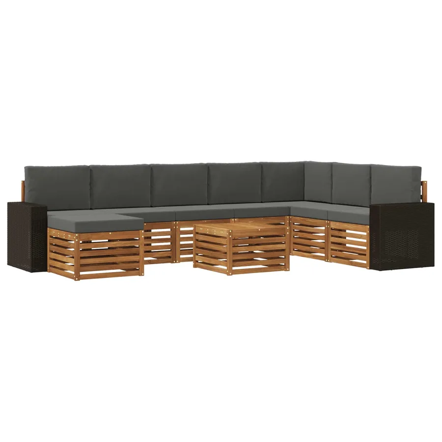 Ensemble de canapés d'extérieur 9 pcs Naturel et Anthracite - 2