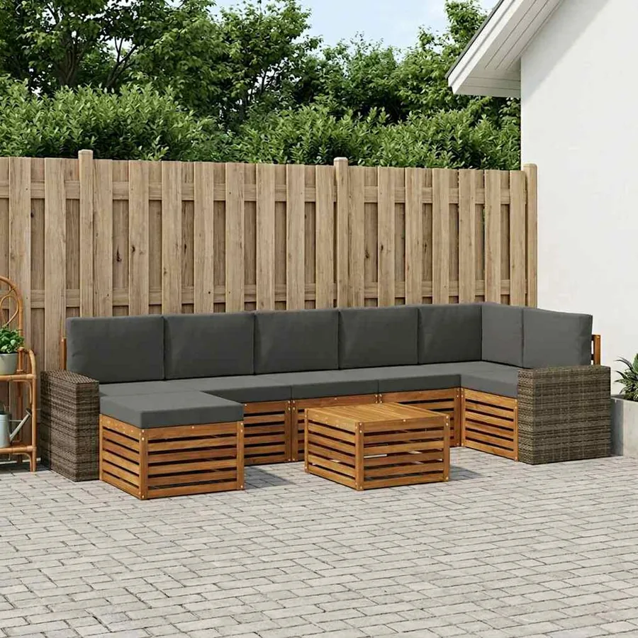 Ensemble de canapés d'extérieur 8 pcs Naturel et Anthracite
