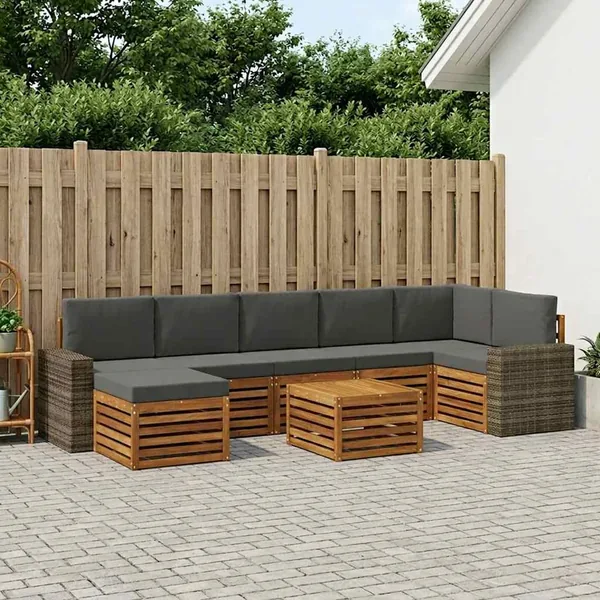 Ensemble de canapés d'extérieur 8 pcs Naturel et Anthracite