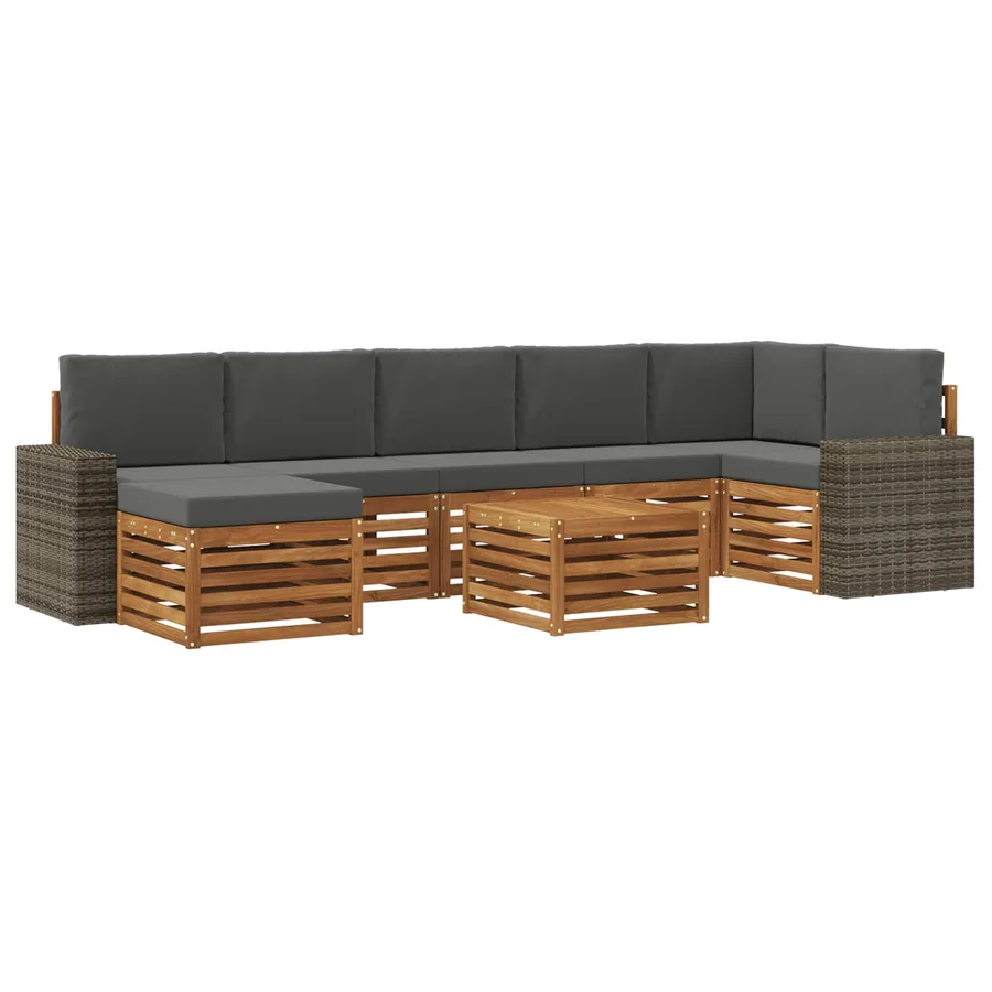 Ensemble de canapés d'extérieur 8 pcs Naturel et Anthracite - 2