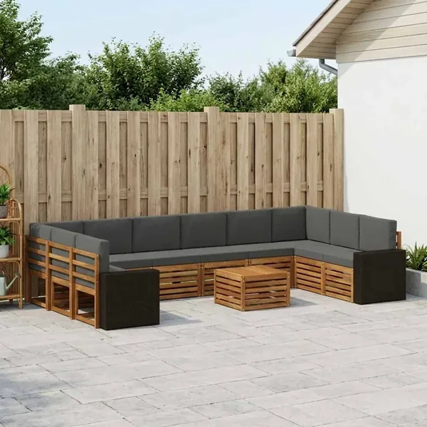 Ensemble de canapés d'extérieur 11 pcs Naturel et Anthracite