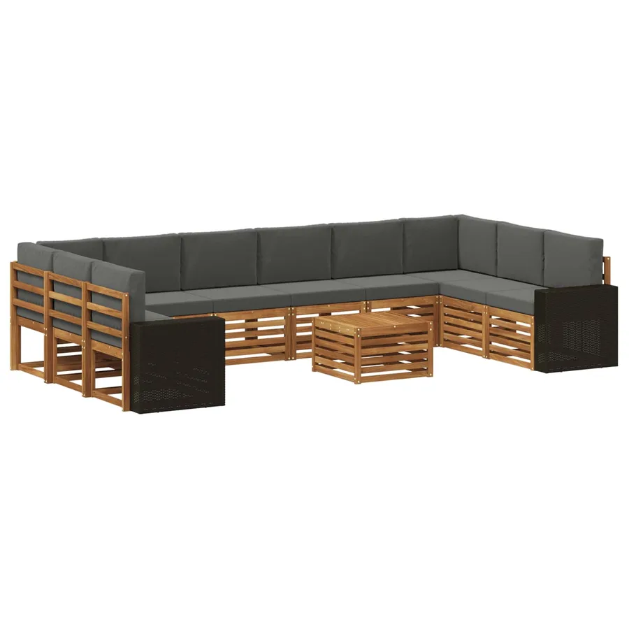 Ensemble de canapés d'extérieur 11 pcs Naturel et Anthracite - 2