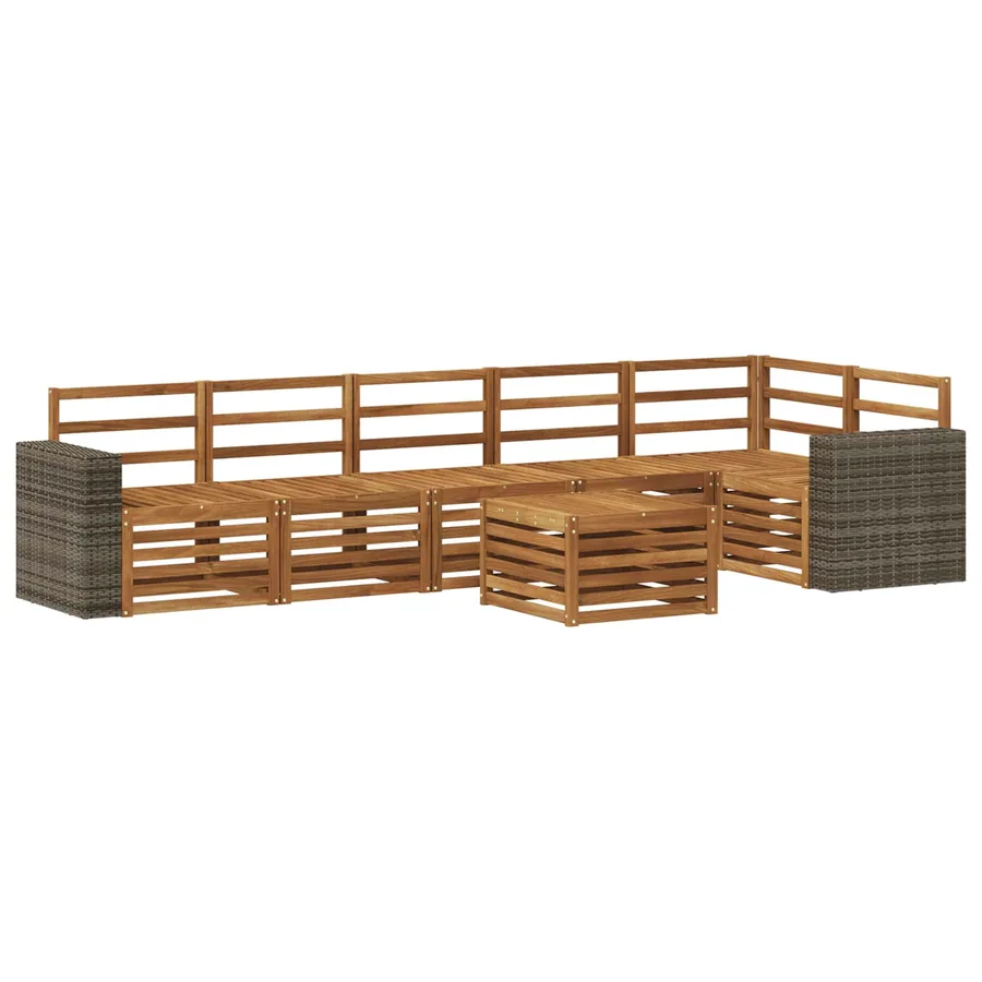 Ensemble de canapé d'angle 7 pcs Naturel Bois d'Acacia Massif - 2