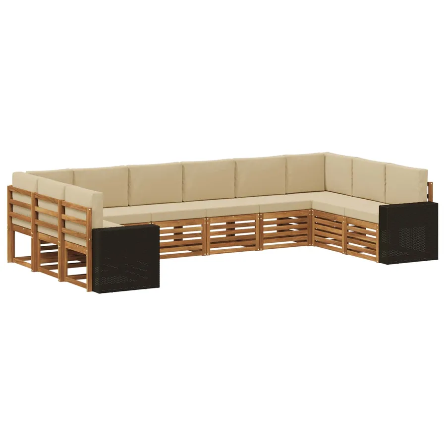 Ensemble de canapés d'extérieur 10 pcs Naturel et Beige - 2
