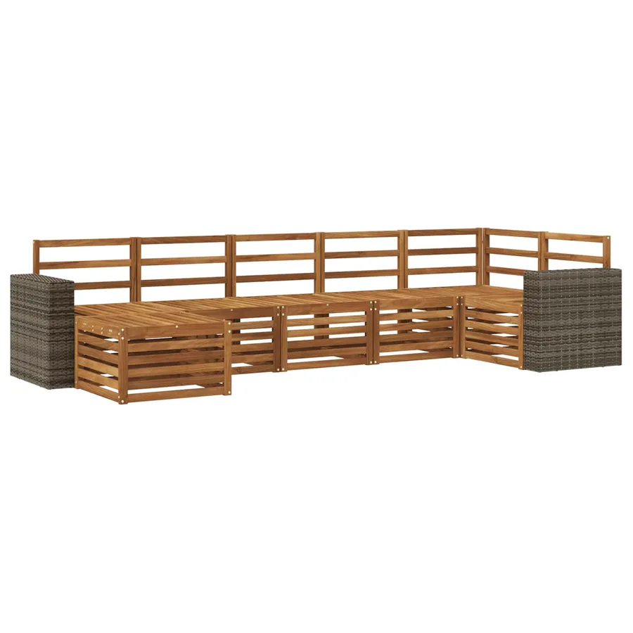 Ensemble de canapé d'angle 7 pcs Naturel Bois d'Acacia Massif - 2