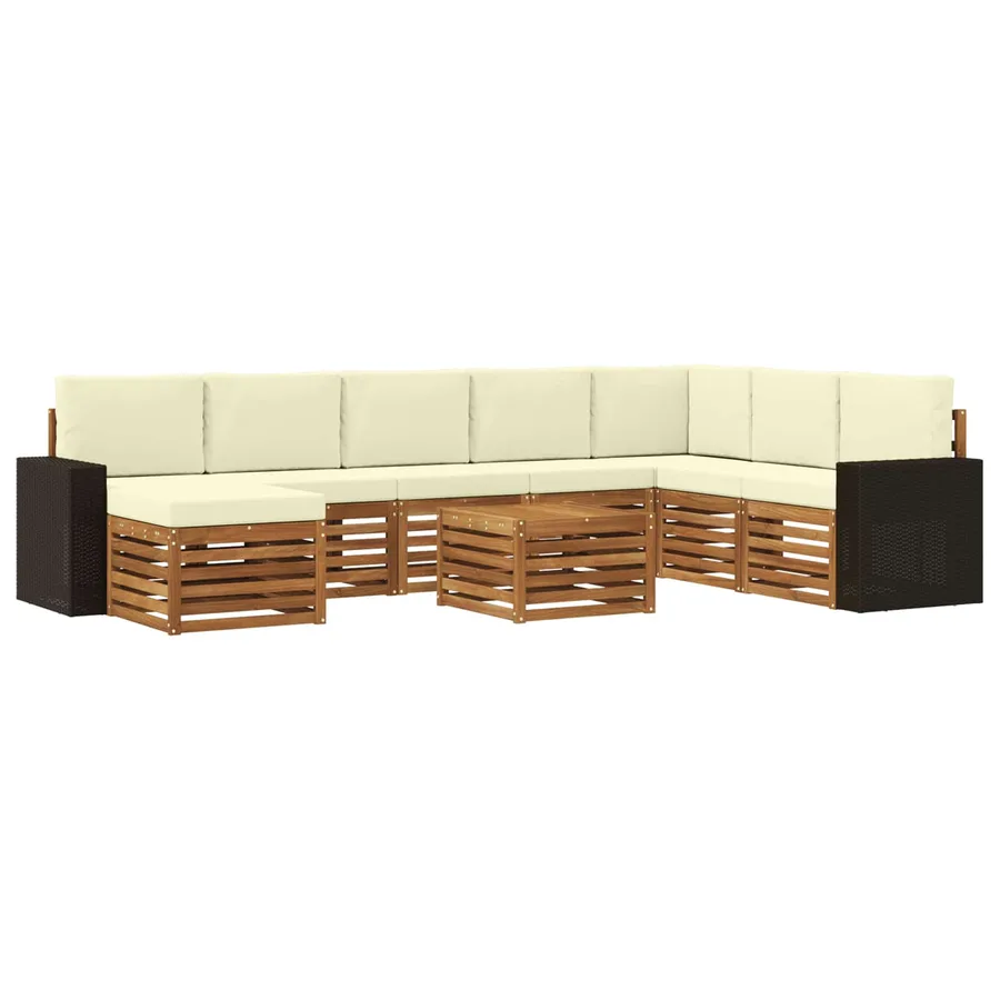 Ensemble de canapés d'extérieur 9 pcs Naturel et Crème - 2