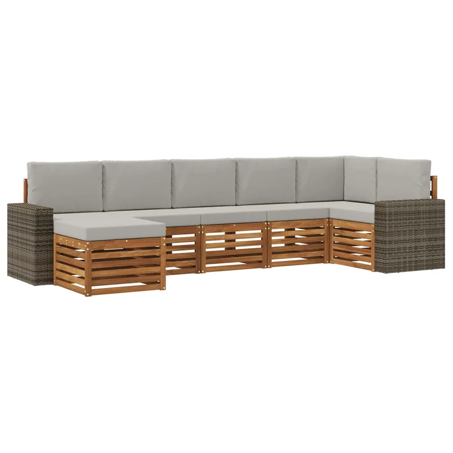 Ensemble de canapé d'angle 7 pcs Naturel et gris clair - 2