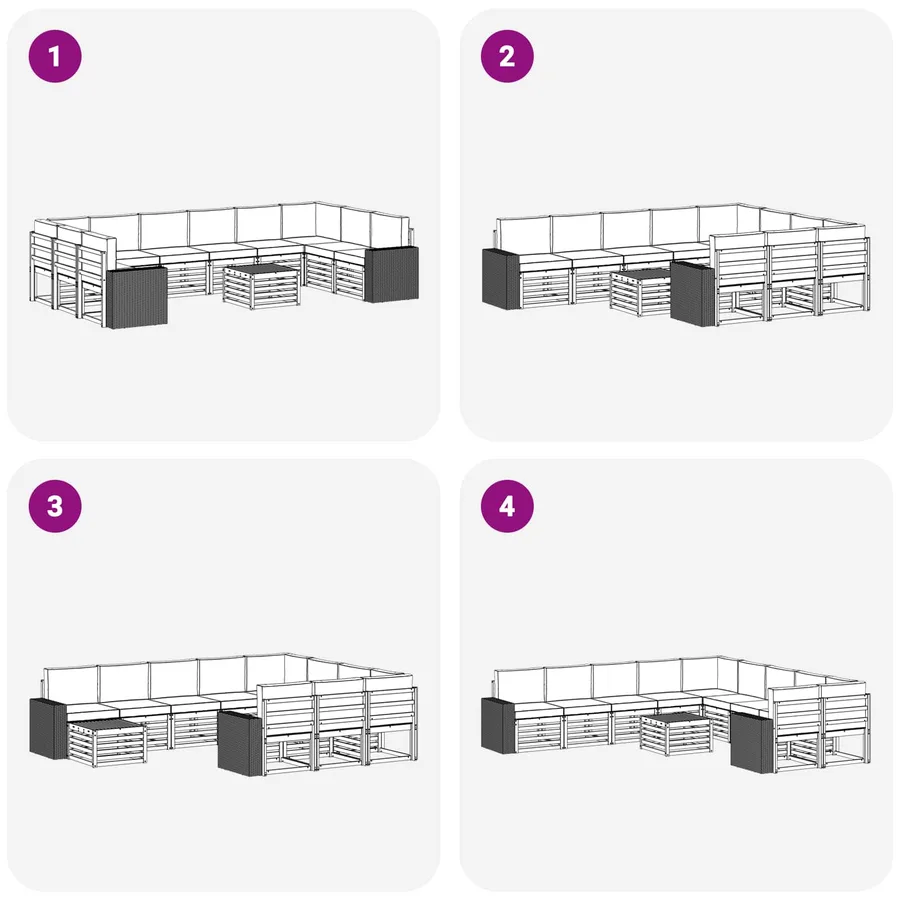 Ensemble de canapés d'extérieur 11 pcs Naturel et Anthracite - 7