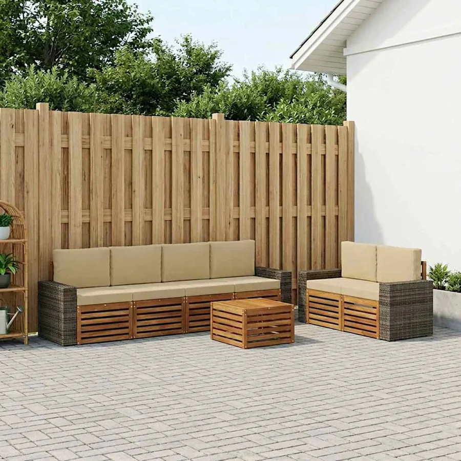 Ensemble de canapés d'extérieur 7 pcs Naturel et Beige