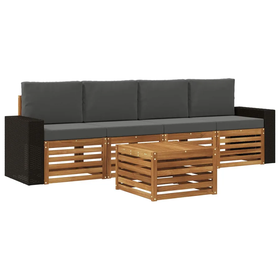 Ensemble de canapés d'extérieur 5 pcs Naturel et Anthracite - 2