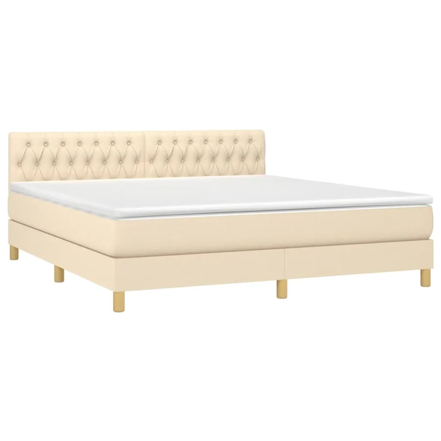 Sommier à lattes de lit avec matelas LED Crème 180x200 cm Tissu - 3