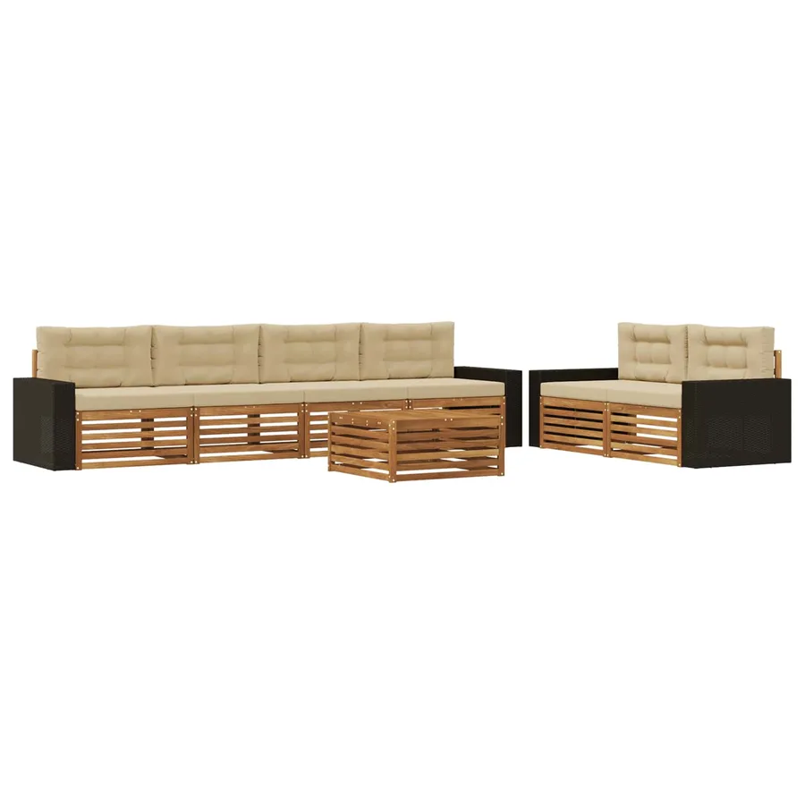 Ensemble de canapés d'extérieur 7 pcs Naturel et Beige - 2