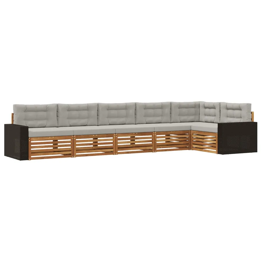 Ensemble de canapés d'extérieur 6 pcs Naturel et gris clair - 2