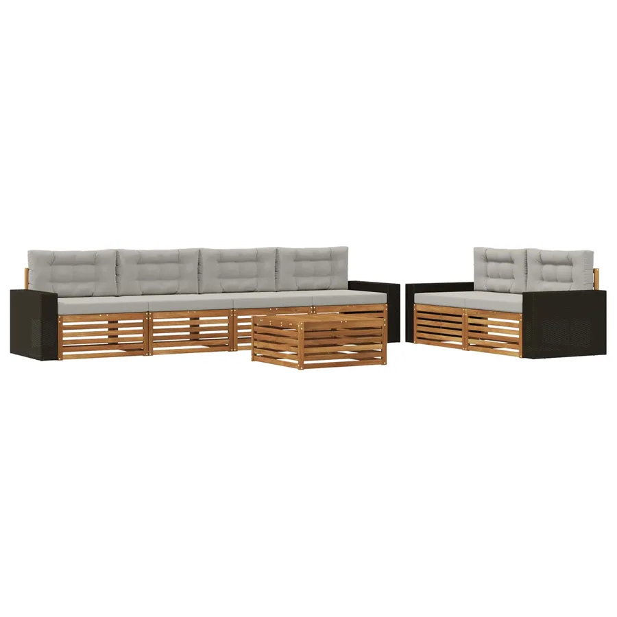 Ensemble de canapés d'extérieur 7 pcs Naturel et gris clair - 2
