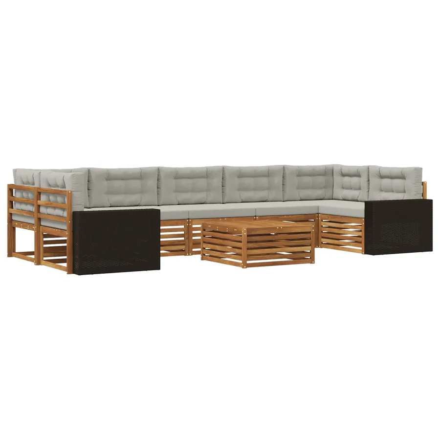 Ensemble de canapés d'extérieur 8 pcs Naturel et gris clair - 2